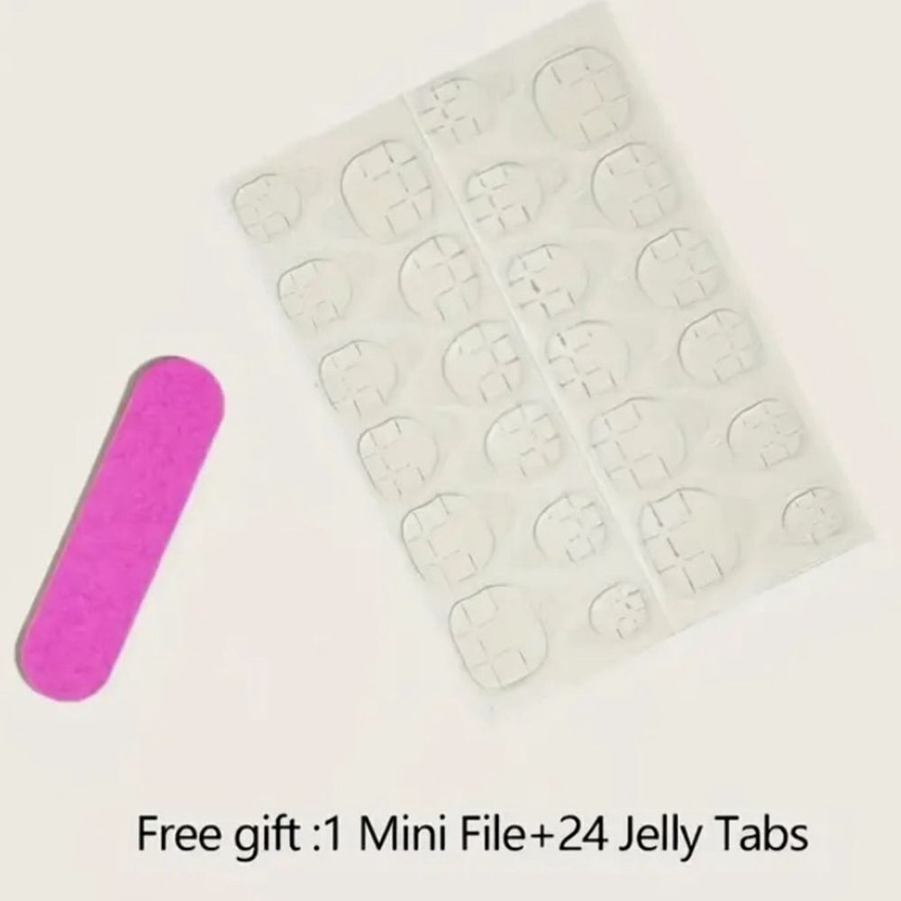 Shimmer Press On Nails Short Square Gel Black White Gold 24pc - Picture 7 of 7